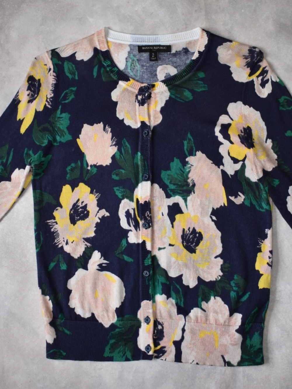 Banana Republic Floral Button Front Cardigan Sweater Size S Petite